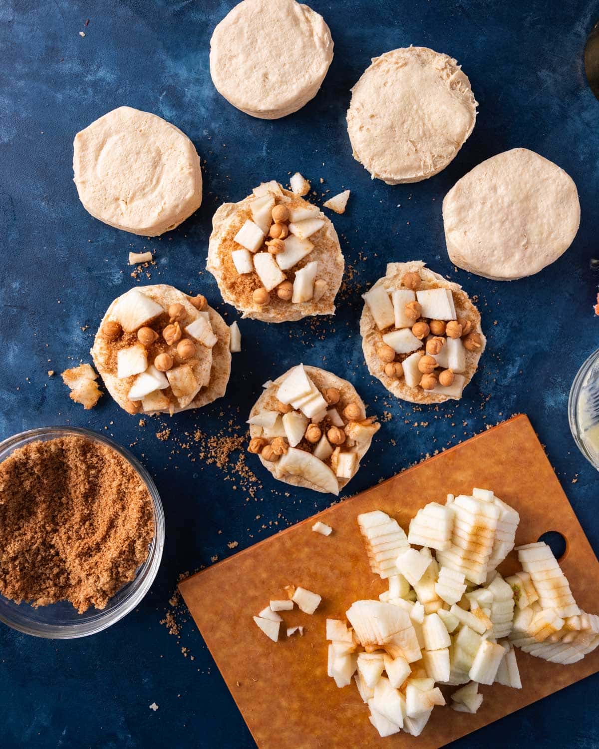 process of how to make caramel apple biscuit bread