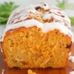 a slice of coconut carrot cake bread