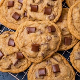 overhead view of chick fil a copycat cookies on a wire rack