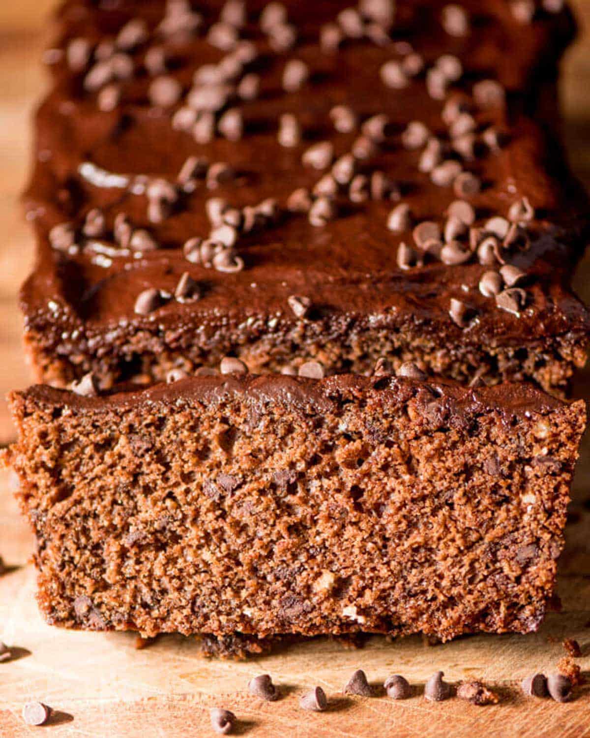 a piece of chocolate amish friendship bread on a table