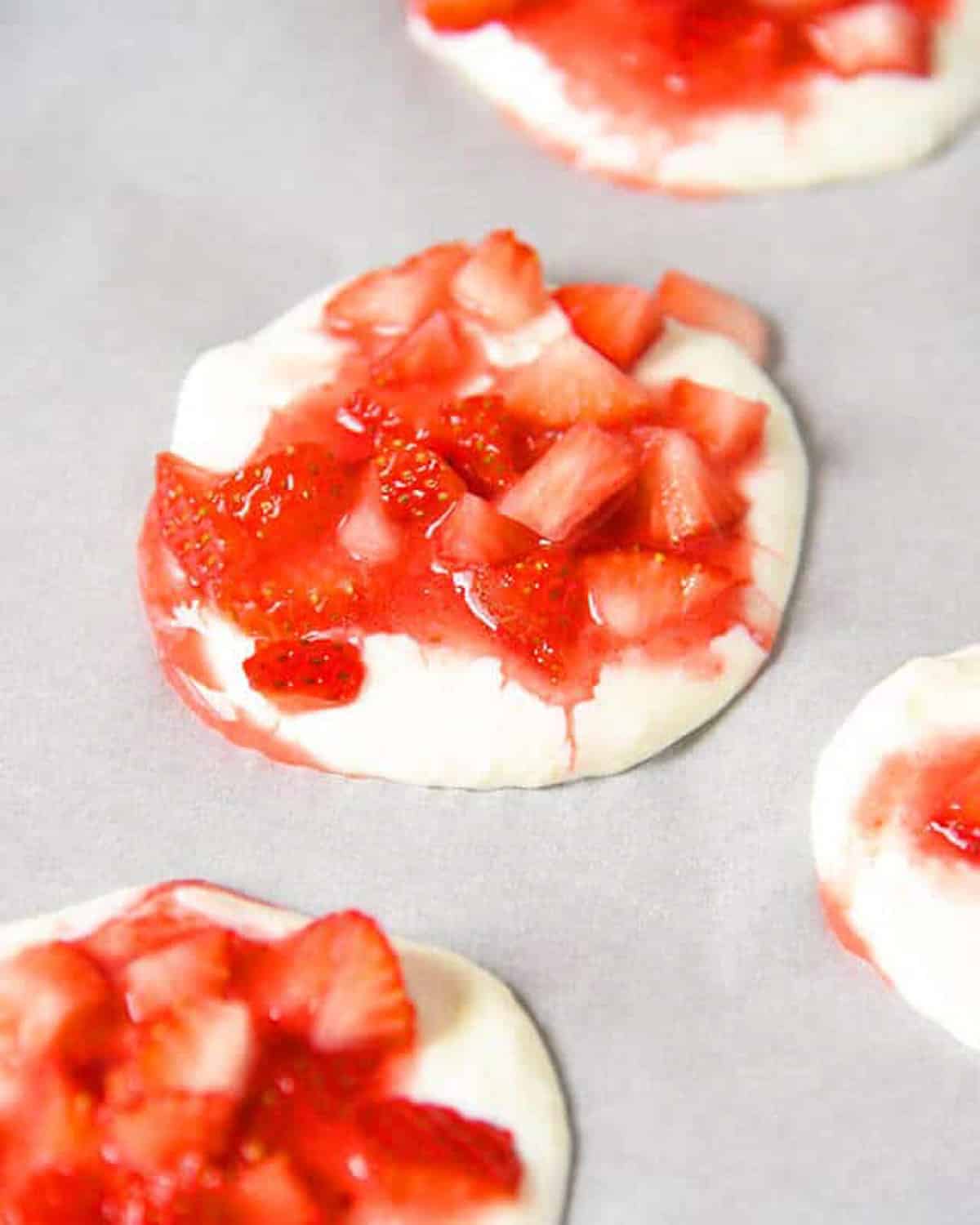 frozen yogurt cookies on parchment paper