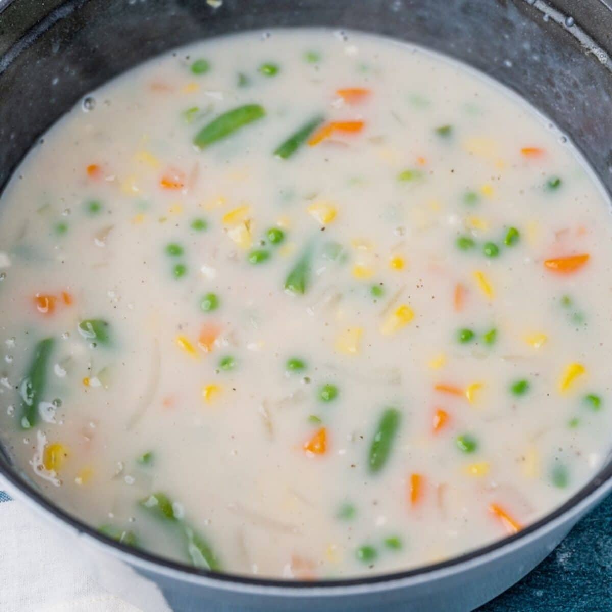 creamy vegetables in a dutch oven