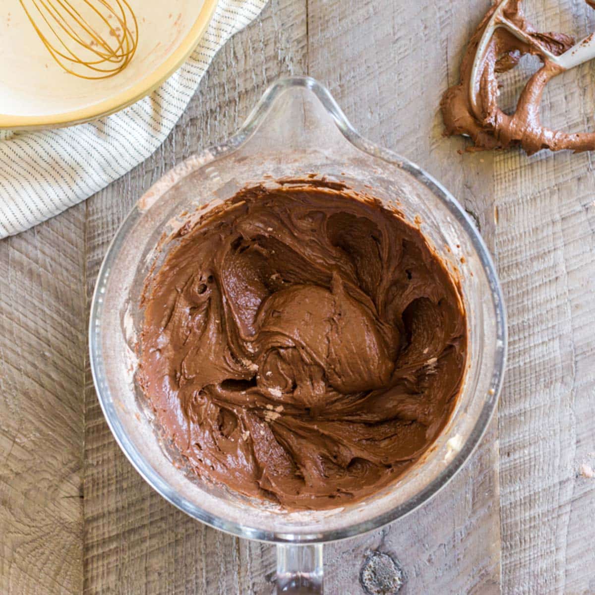 cake batter in a mixing bowl