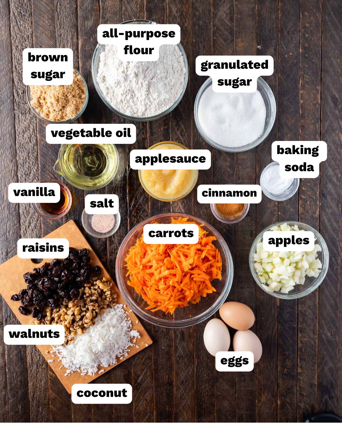 morning glory muffins ingredients on a table