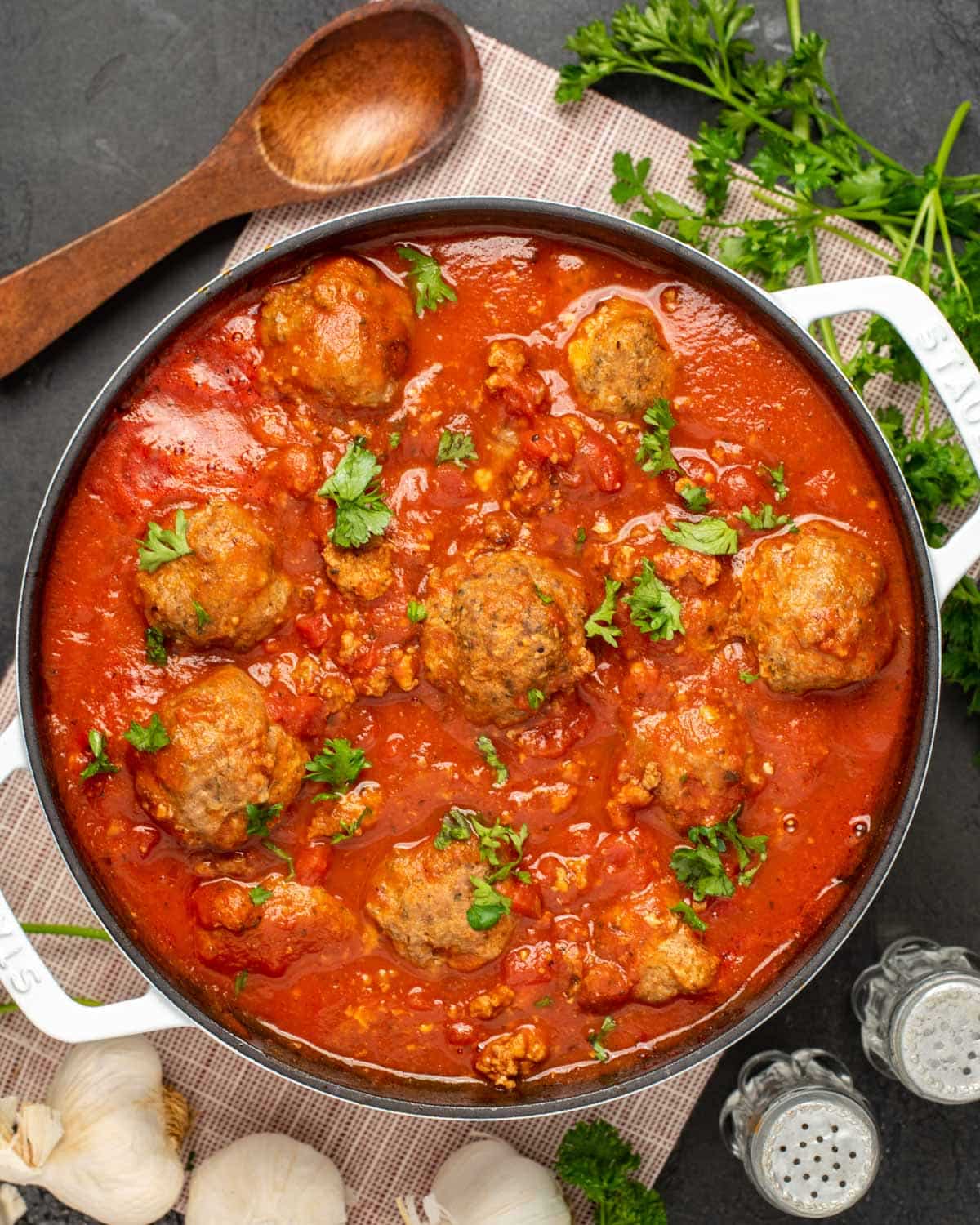 paleo meatballs in a saucepan