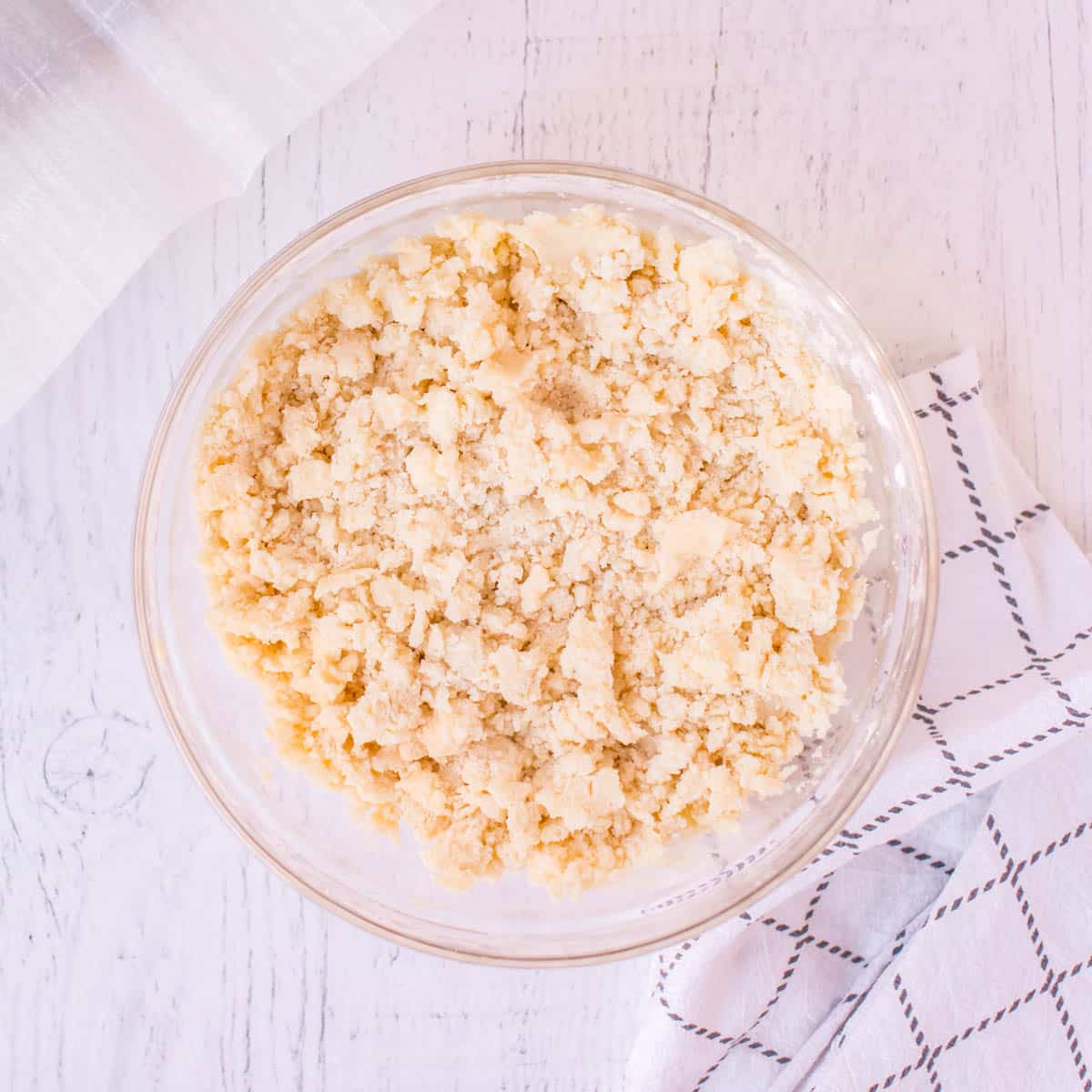 crumbs for shortbread crust in a bowl