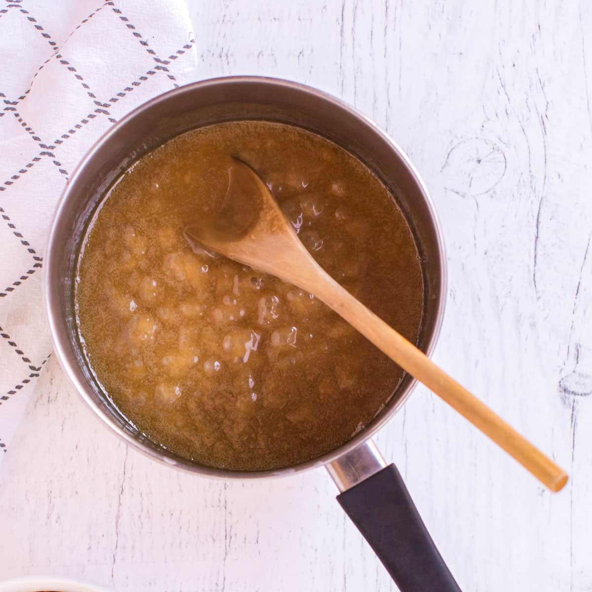 caramel sauce in a saucepan