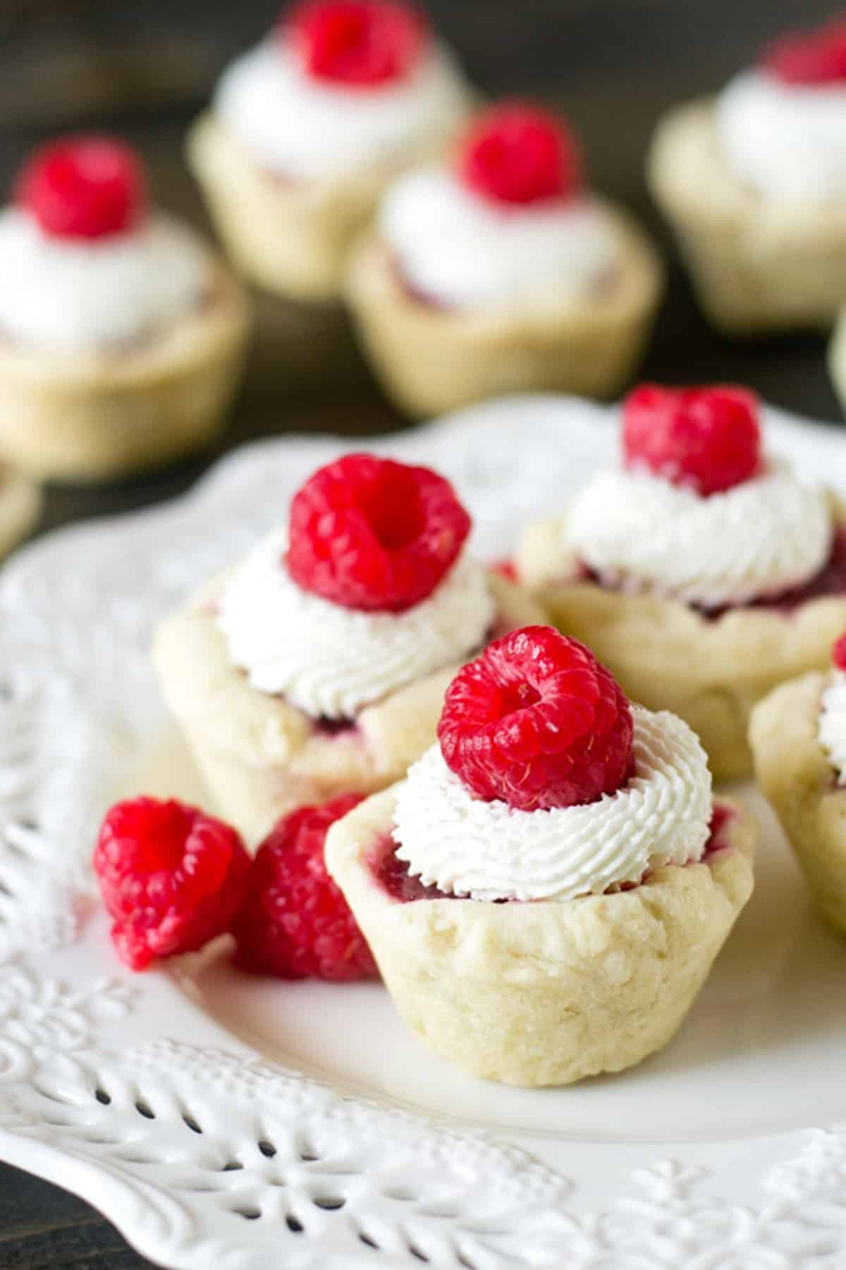 raspberry tarts on a plate