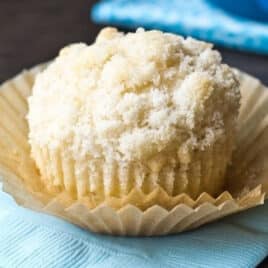 a shortcake muffin in a cupcake wrapper