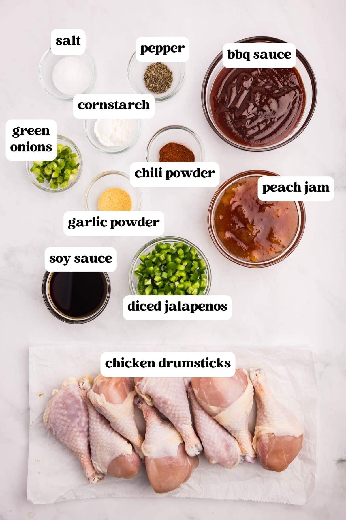 ingredients for slow cooker chicken drumsticks on a table