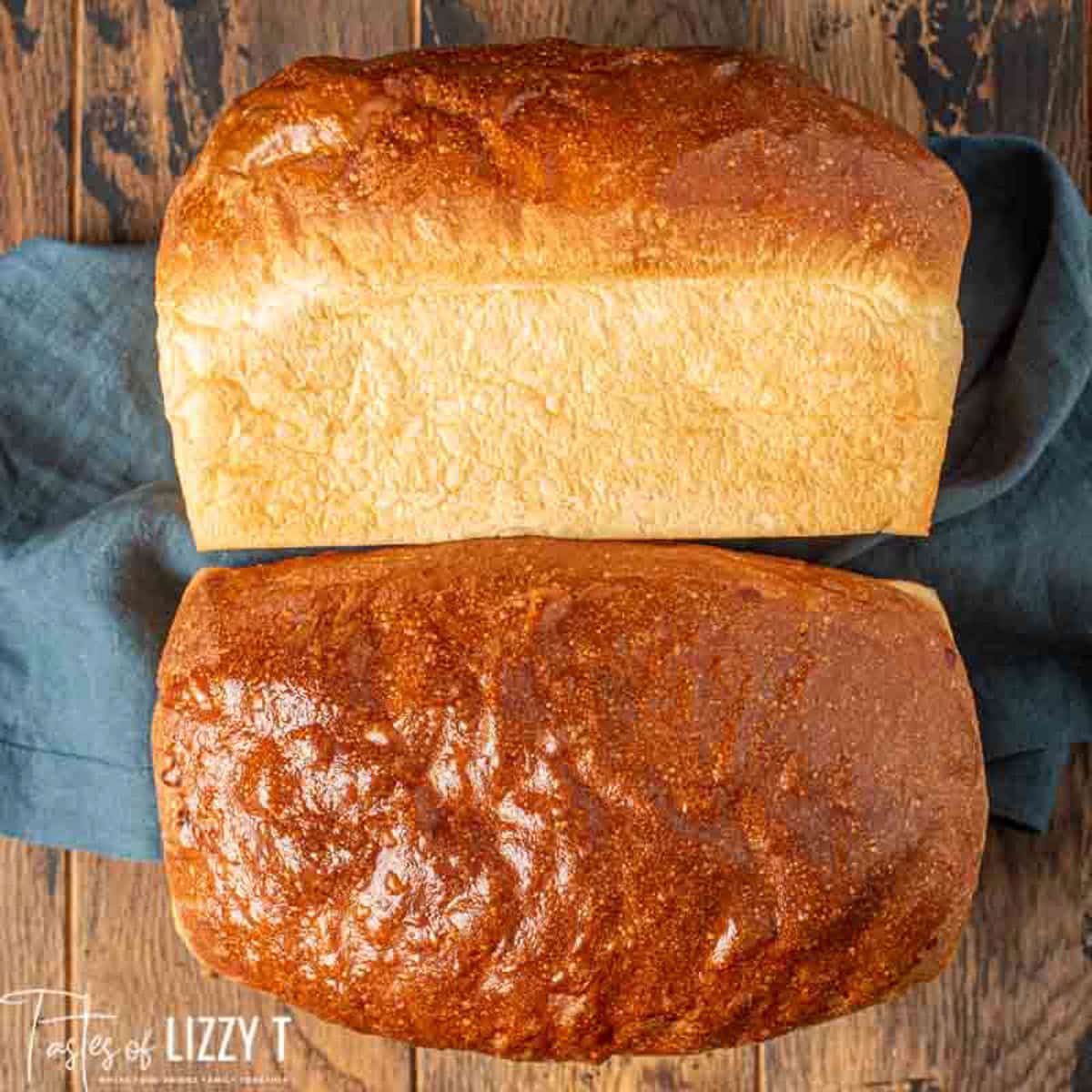 two loaves of sourdough discard sandwich bread