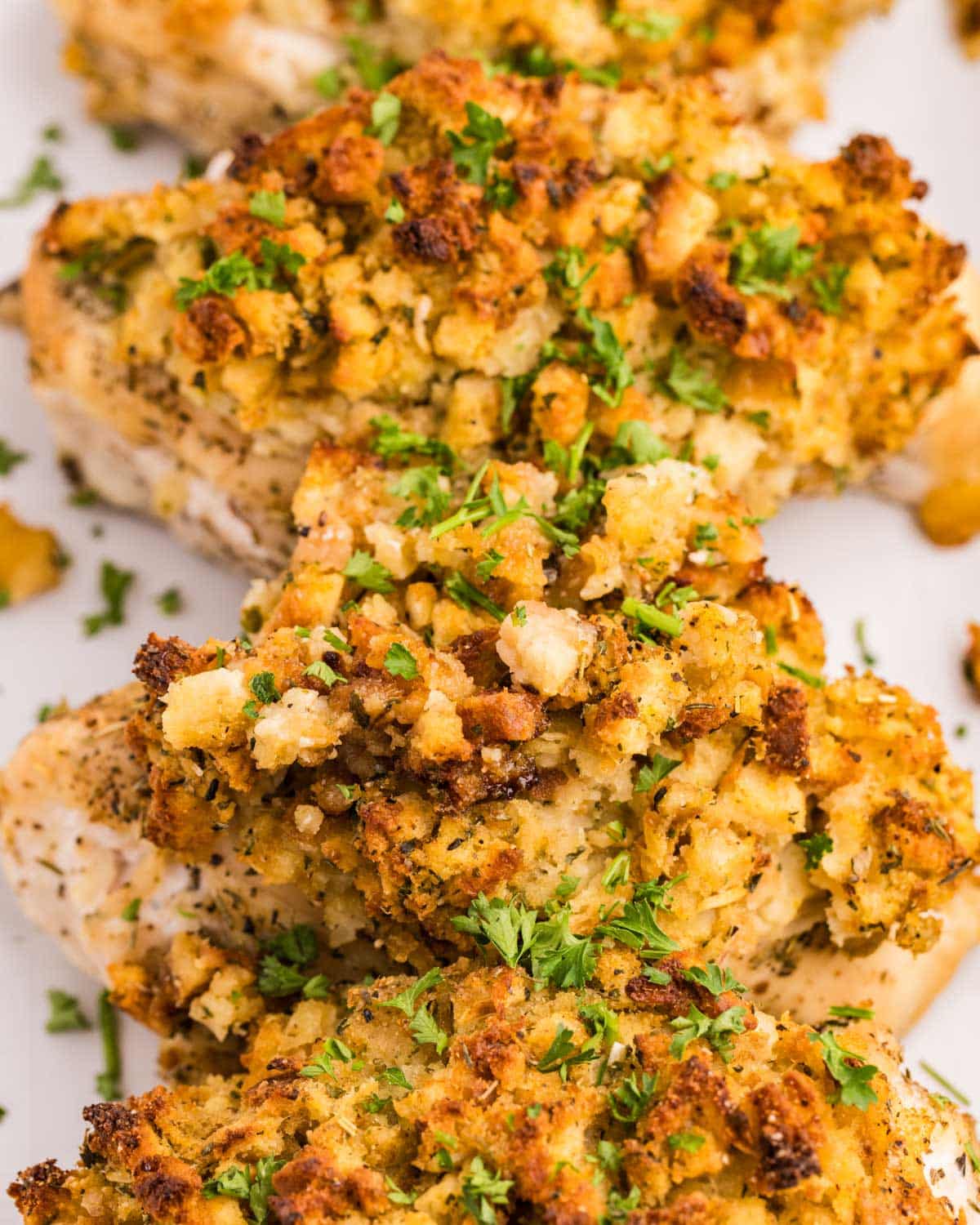 baked chicken breasts with stuffing on top