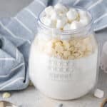 white hot chocolate powder mix in a glass jar