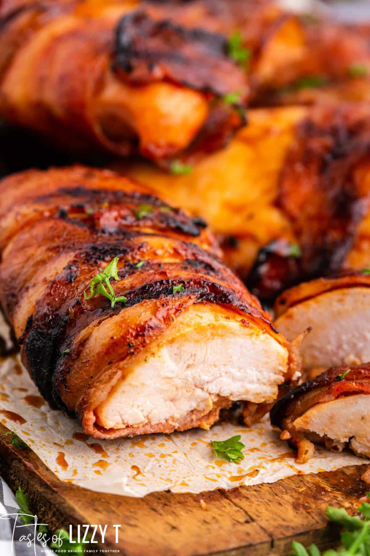 Bacon Wrapped BBQ Chicken Recipe Tastes of Lizzy T