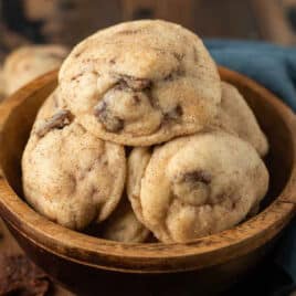 a stack of snickerdoodle cookies in a bowl