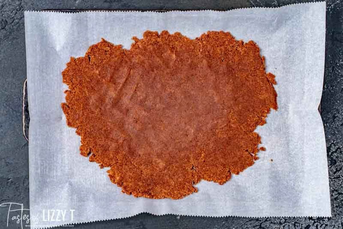 cinnamon sugar mixture pressed onto a pan