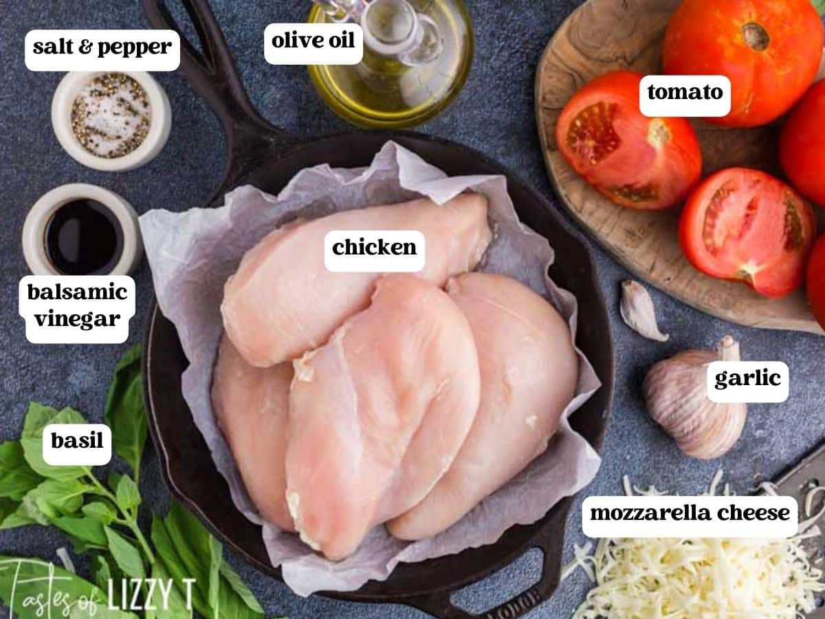 ingredients for italian skillet chicken on a table