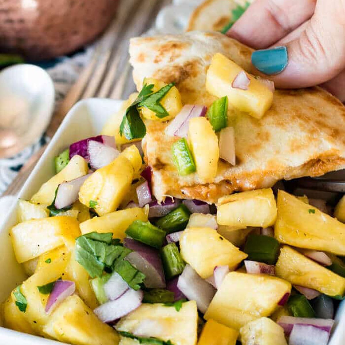 pineapple jalapeno salsa with quesadillas