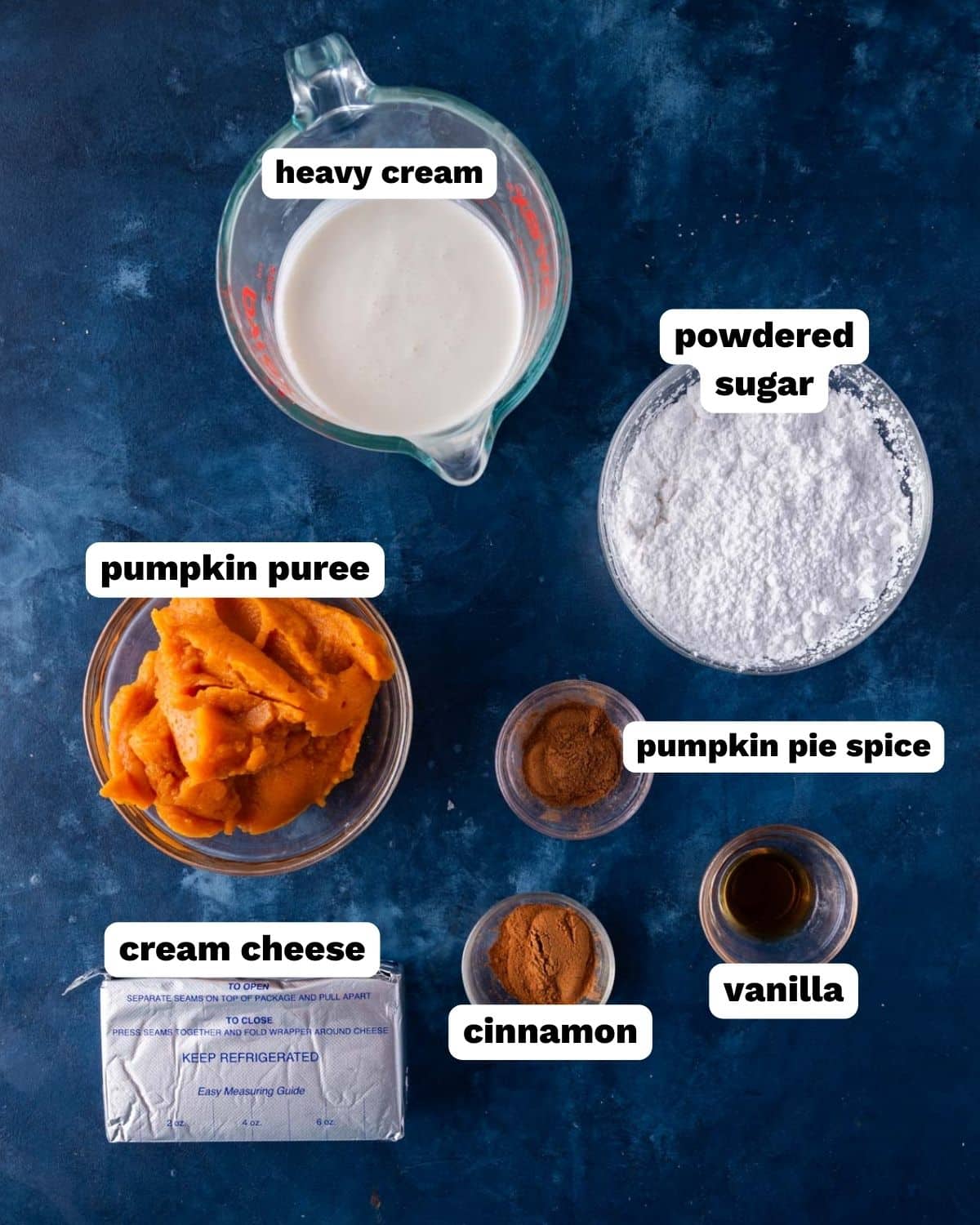 ingredients for pumpkin pie dip on a table