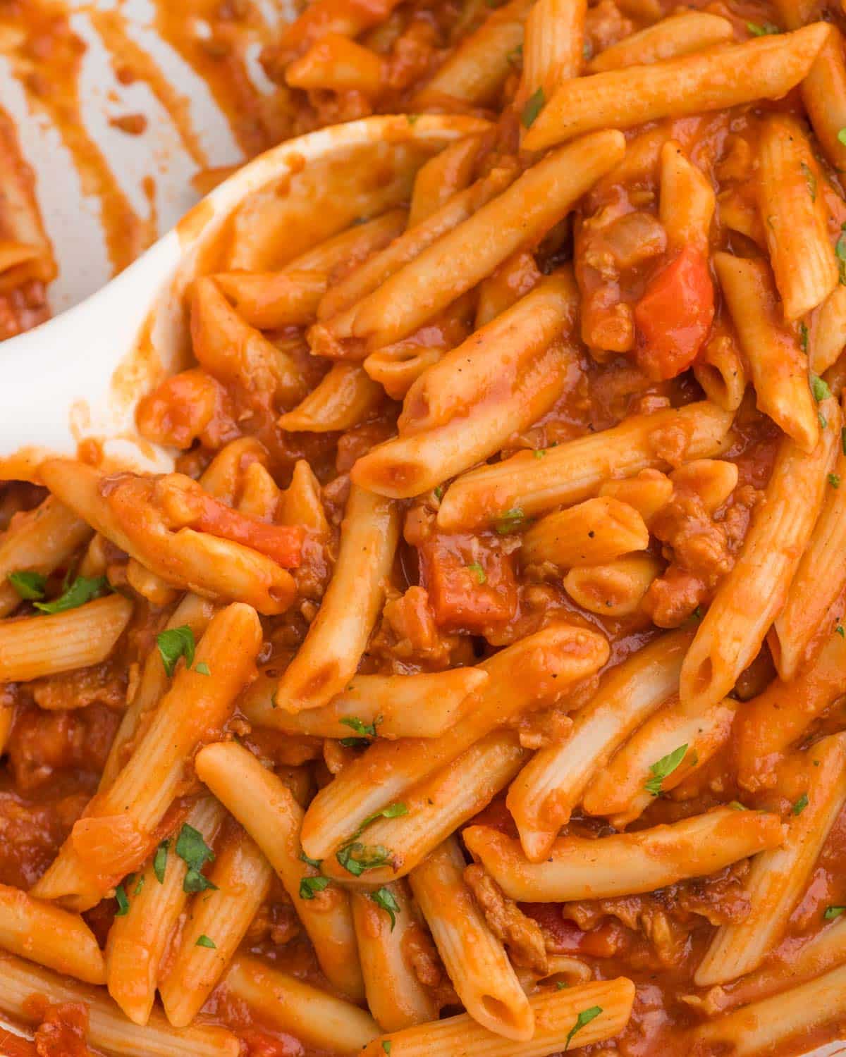 pasta with ground beef and sloppy joe sauce