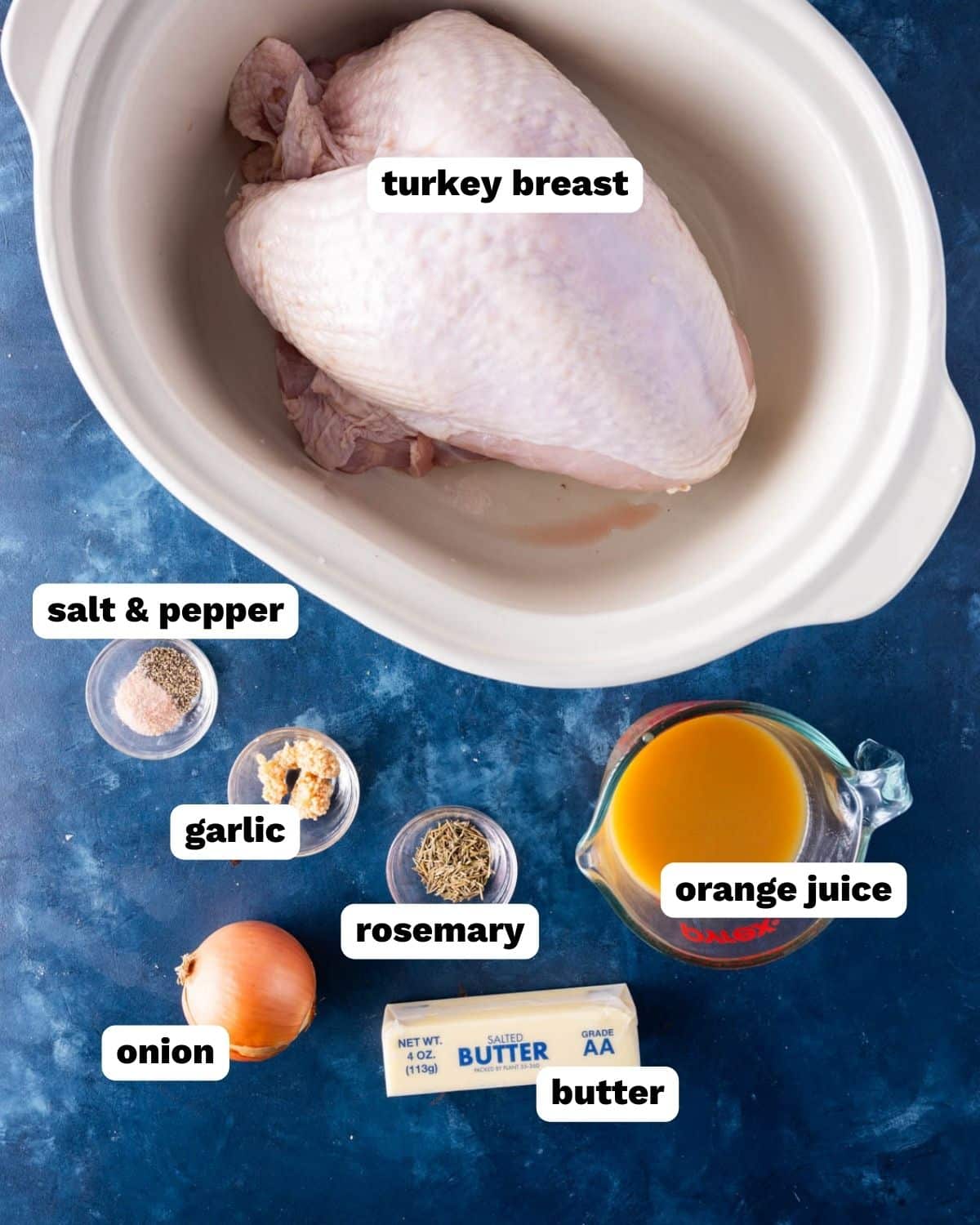 ingredients for slow cooker turkey breast on a table