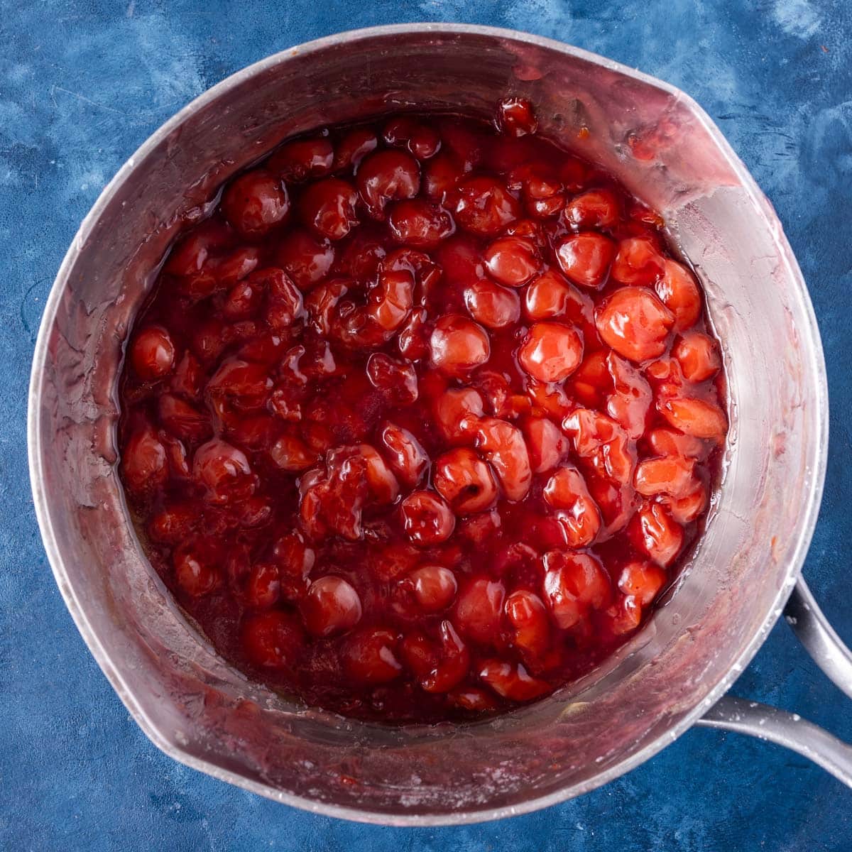 sour cherry filling in a saucepan