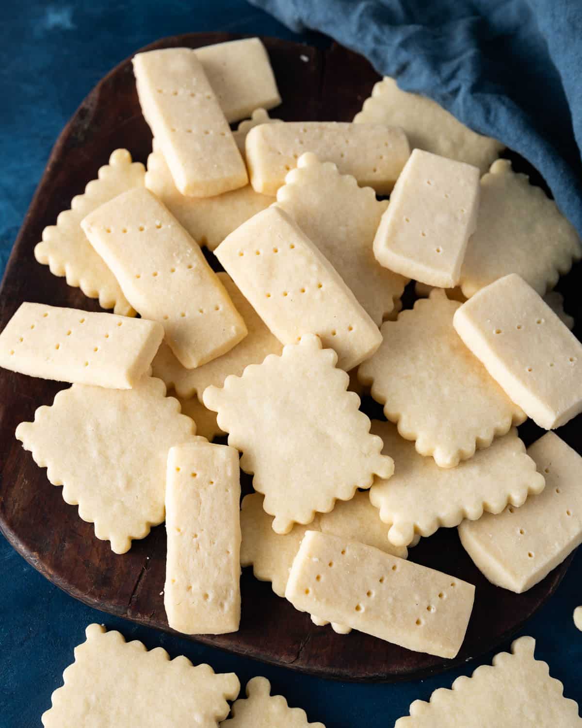 baked shortbread cookies on a cutting board