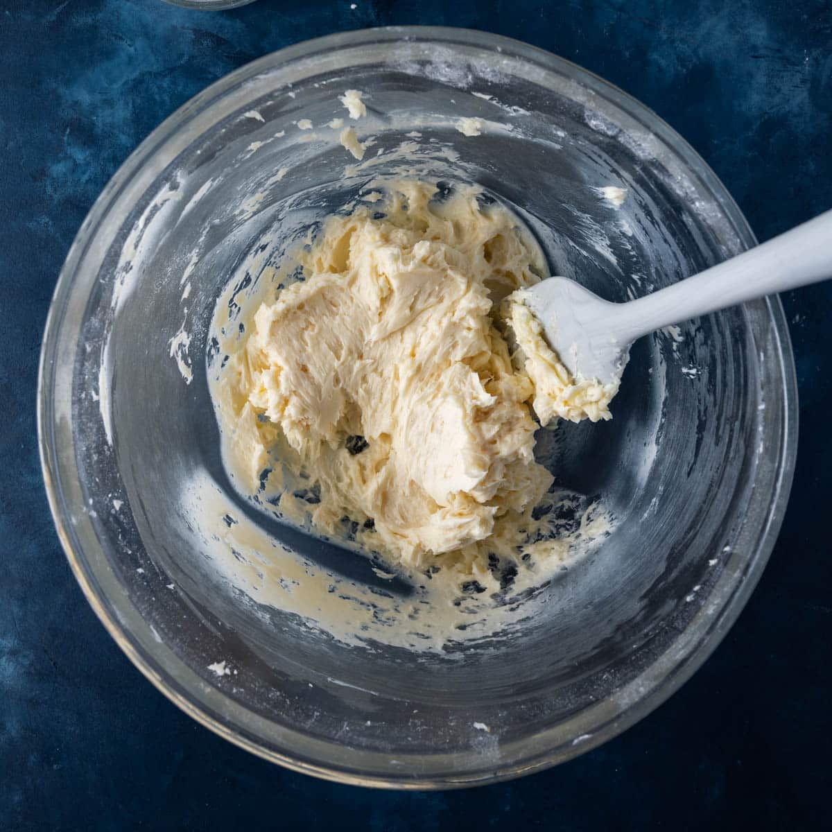 creamed butter and sugar in a bowl