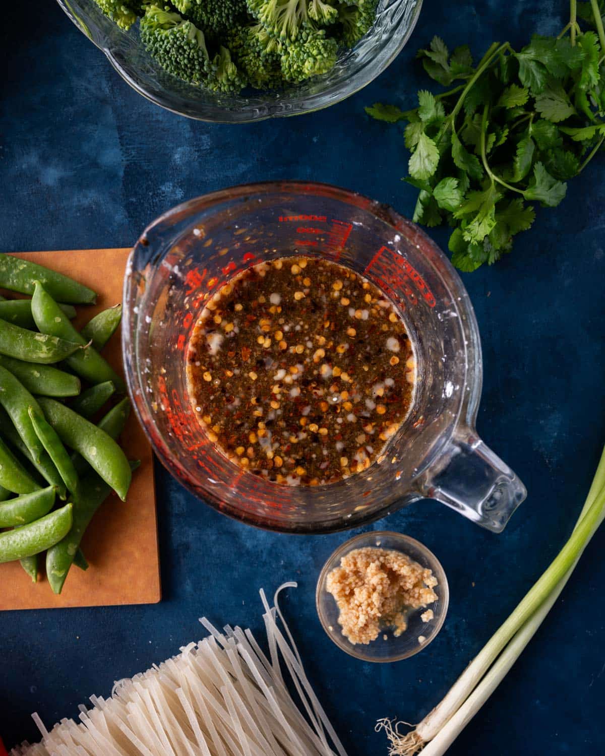 sauce for chicken stir fry in a glass bowl