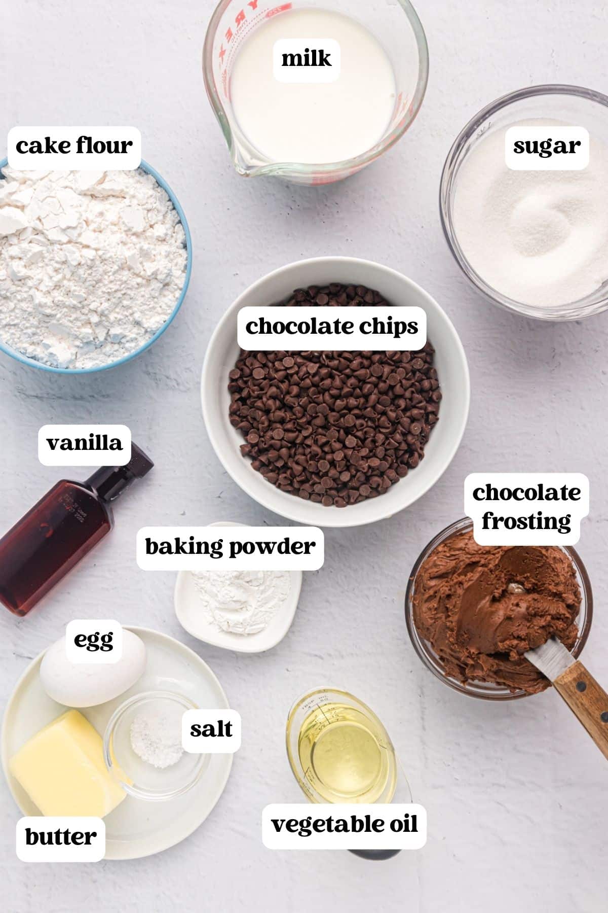 chocolate chip cupcakes ingredients on a table