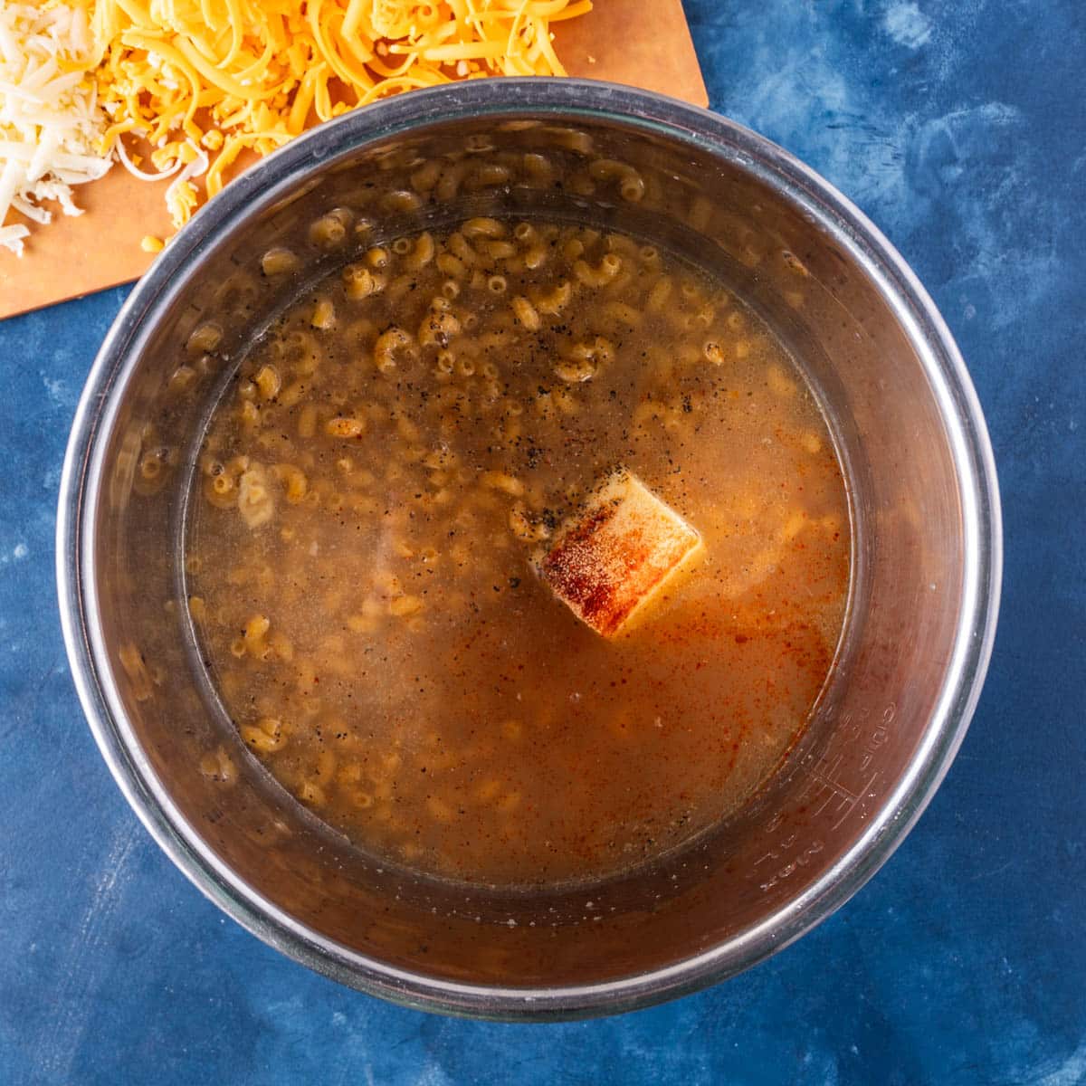 ingredients for mac and cheese in an instant pot