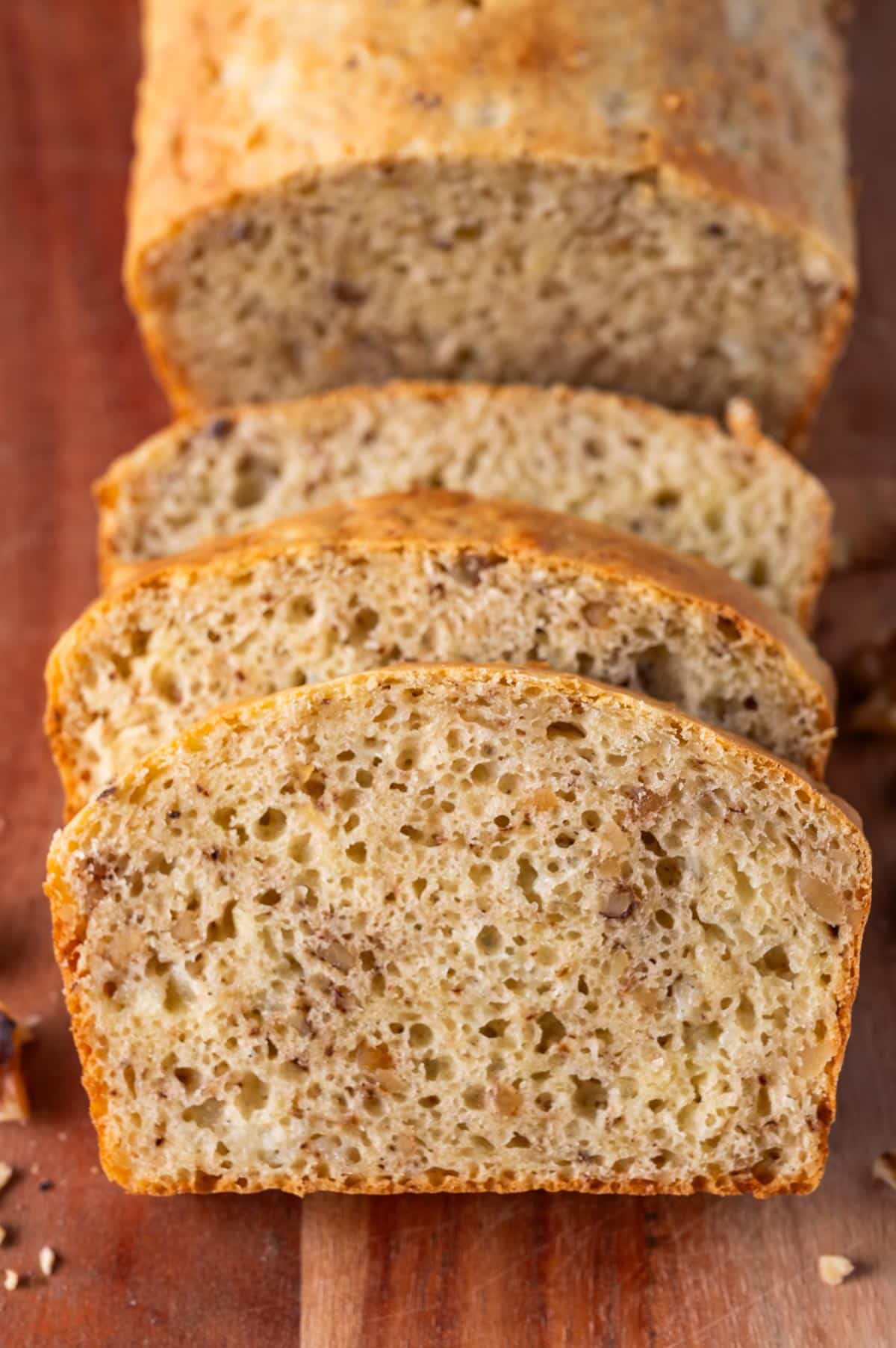 walnut cottage cheese bread slices