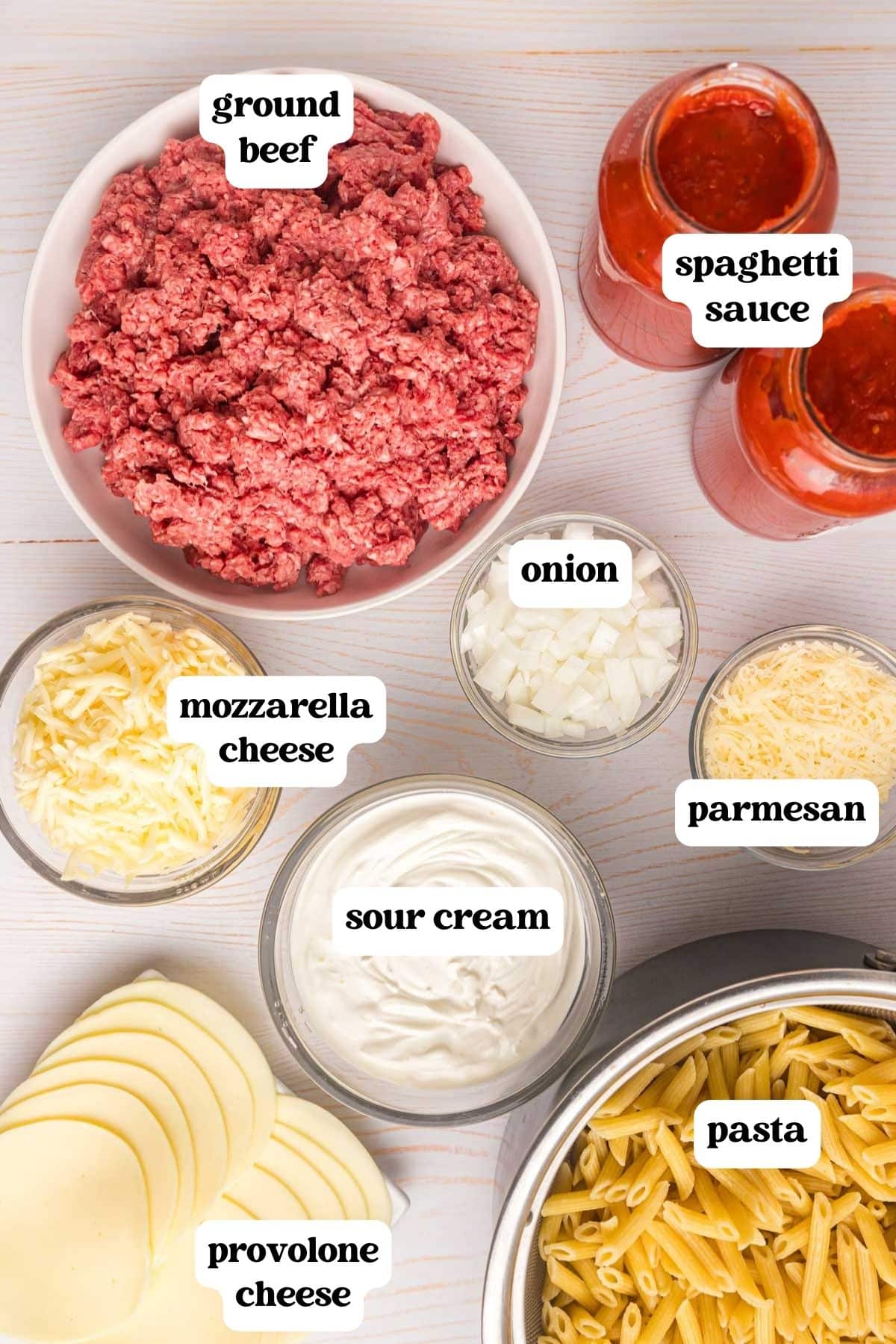 ingredients for an italian casserole on a table