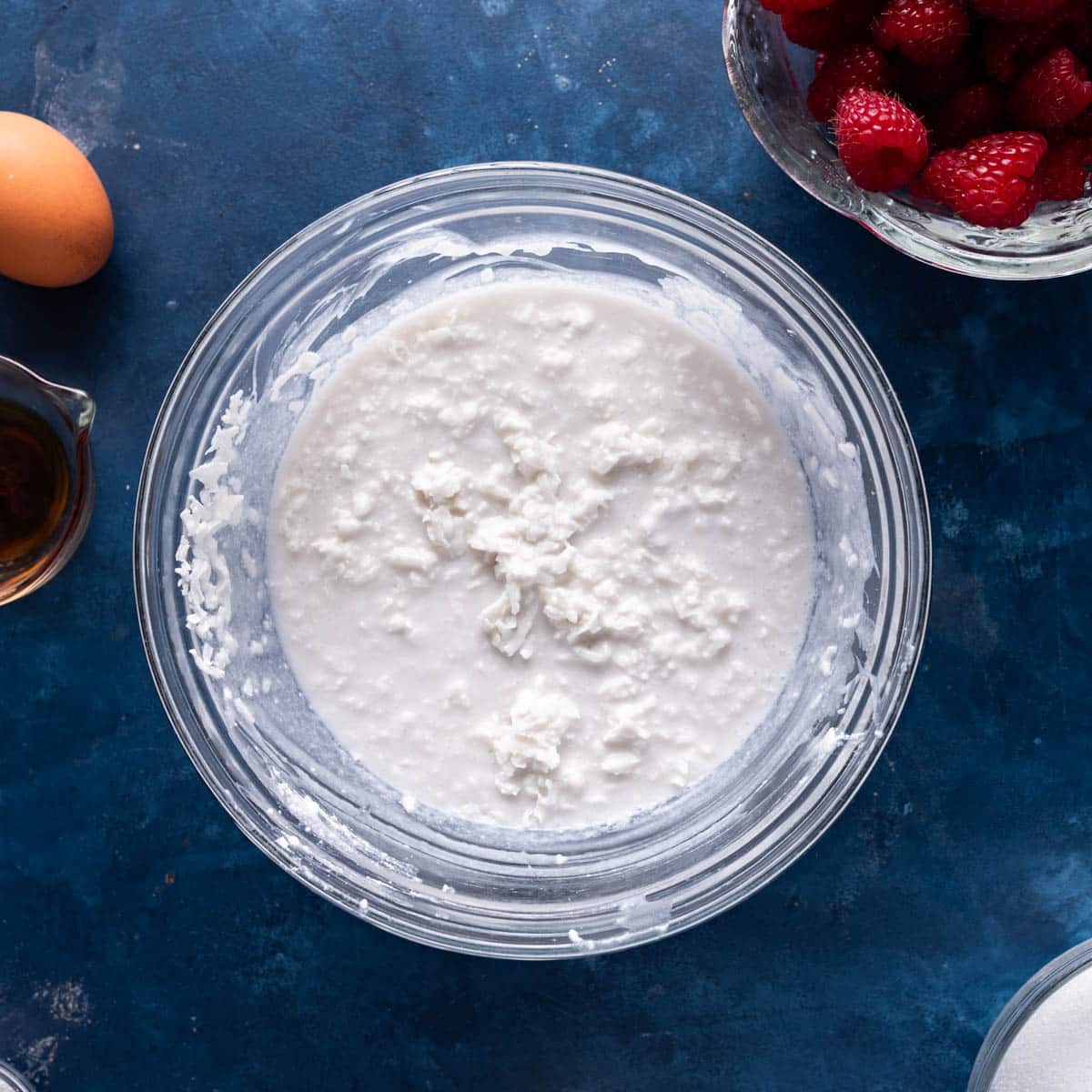 shredded coconut soaking in coconut milk