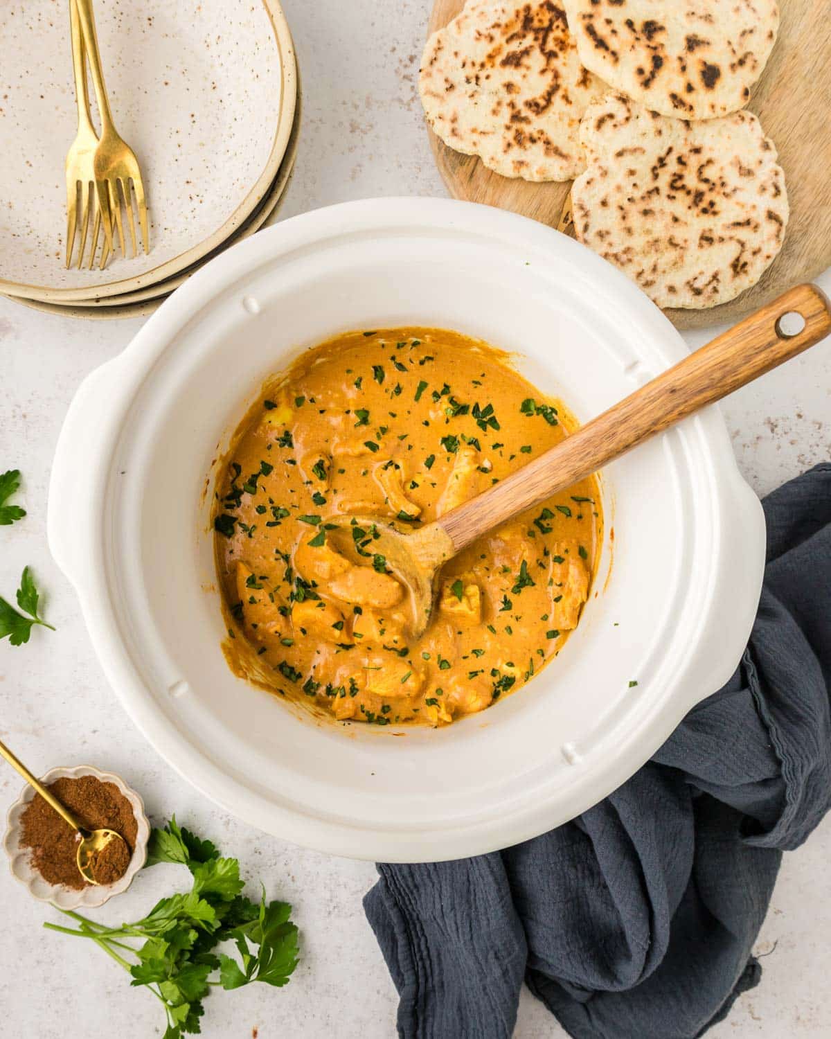 butter chicken in a slow cooker crock