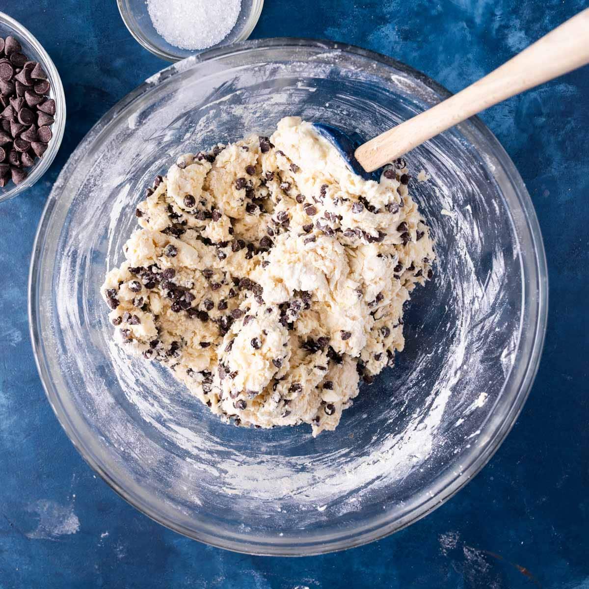 scone dough with chocolate chips in a bowl